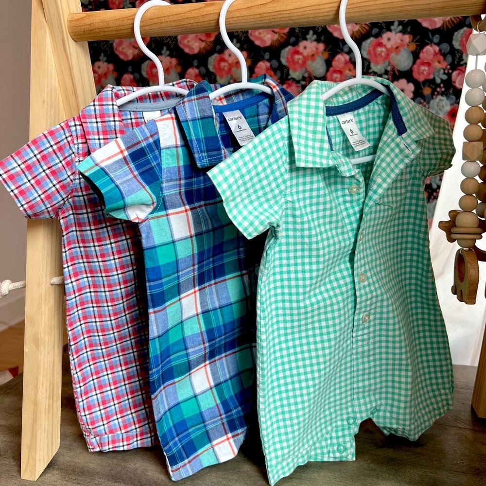 Baby Bundle!  THREE 6M (12.5-17lbs) Carters Shortalls